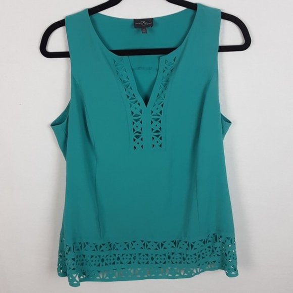 Market & Spruce Laser Cut Sleeveless V Neck Top M - Picture 1 of 5